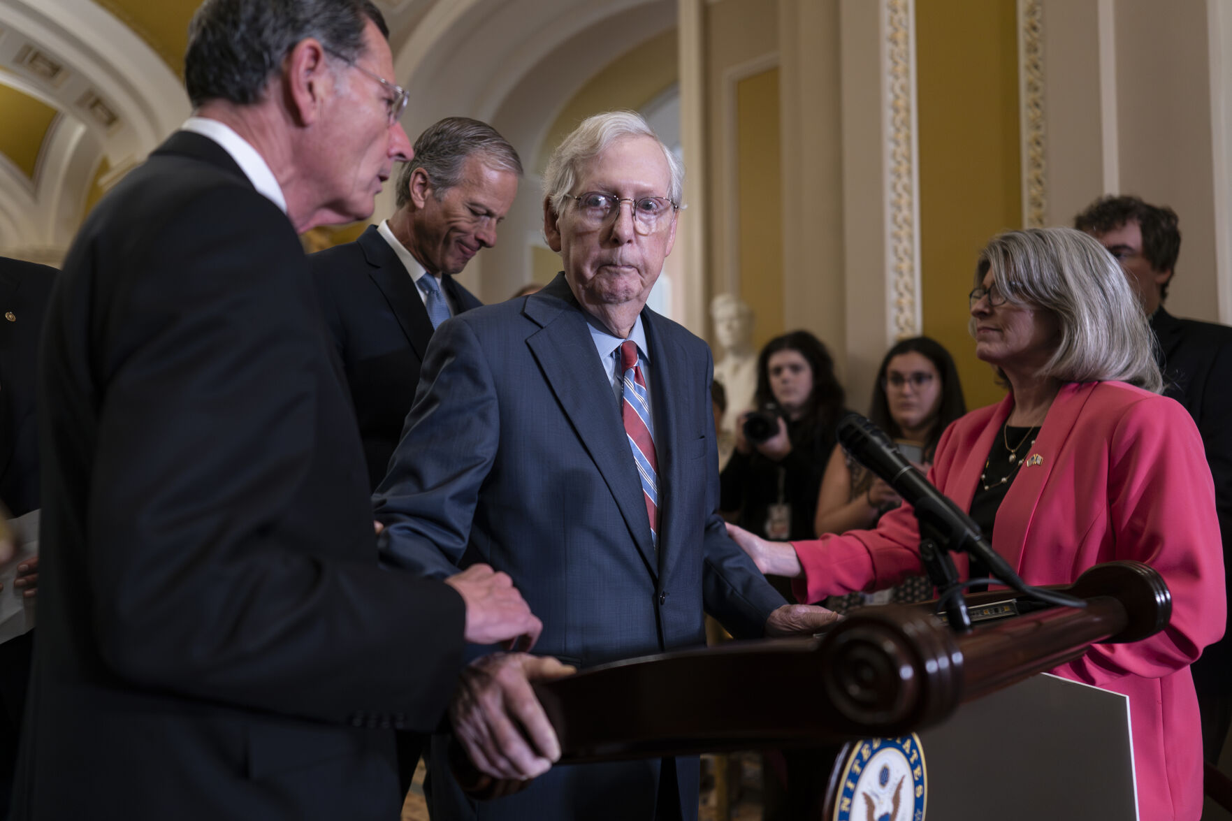 Sen. Mitch McConnell freezes during Wednesday news conference, later says he is 'fine'